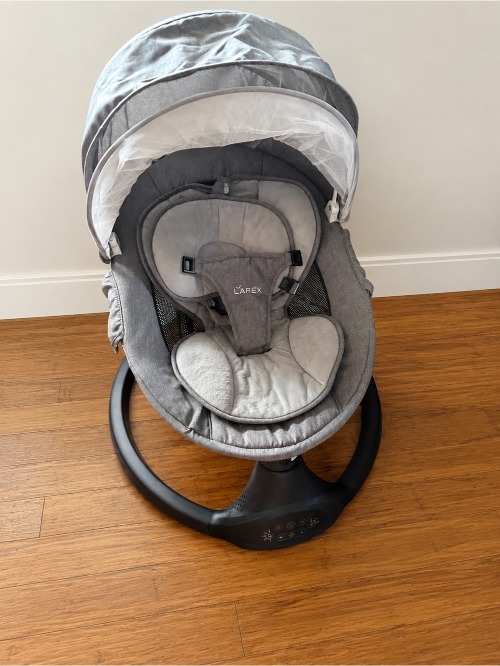 LAREX Gray Infant Electric Swing with Canopy
